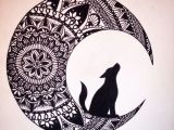 Wolf Drawing Pen Wolf In the Moon Black Ink Mandala Drawing Brusho Coloring Pics