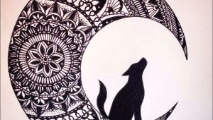 Wolves Moon Drawing Bilder Zum Nachmalen Einfach Abbild Wolf In the Moon Black Ink