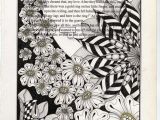 Zen Drawing Flowers Zentangle Drawings On Recycled Vintage Book Pages Zentangle