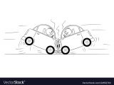 Zip Cartoon Drawing Cartoon Drawing Of Two Cars Crash Accident Vector Image